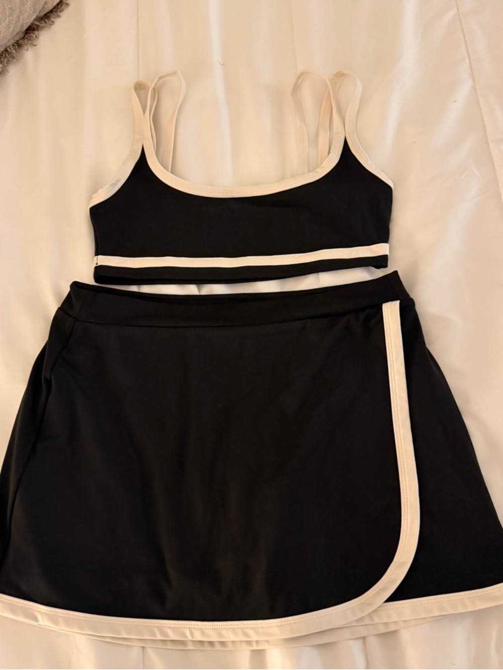 PacSun Black Skort Set with Cream Trim | M Top, L Bottom